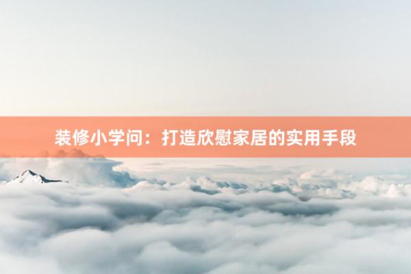 装修小学问：打造欣慰家居的实用手段